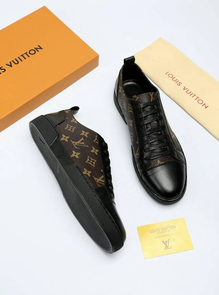 Men's shoes: 360💰[LV] official website popular series🔥🔥:2 production, selected high-end imported cowhide, sheepskin padding with sheepskin, matched with Louis Vuitton Monogram Eclipse canvas and pure black rubber soles, the ultimate simple design, the perfect interpretation of the latest inspiration for shoes, the integration of classics and fashion, high-end quality, worthy of your possession. The bottom car line will never be unglued🏆🏆🏆Welcome all sellers to sell in the picture above. We can send one piece on behalf of you. The code number is 38-44 (45 codes can be customized)